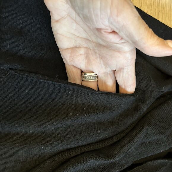 MM Lafleur womens M merino wool long line open front black cardigan sweater - Picture 11 of 11